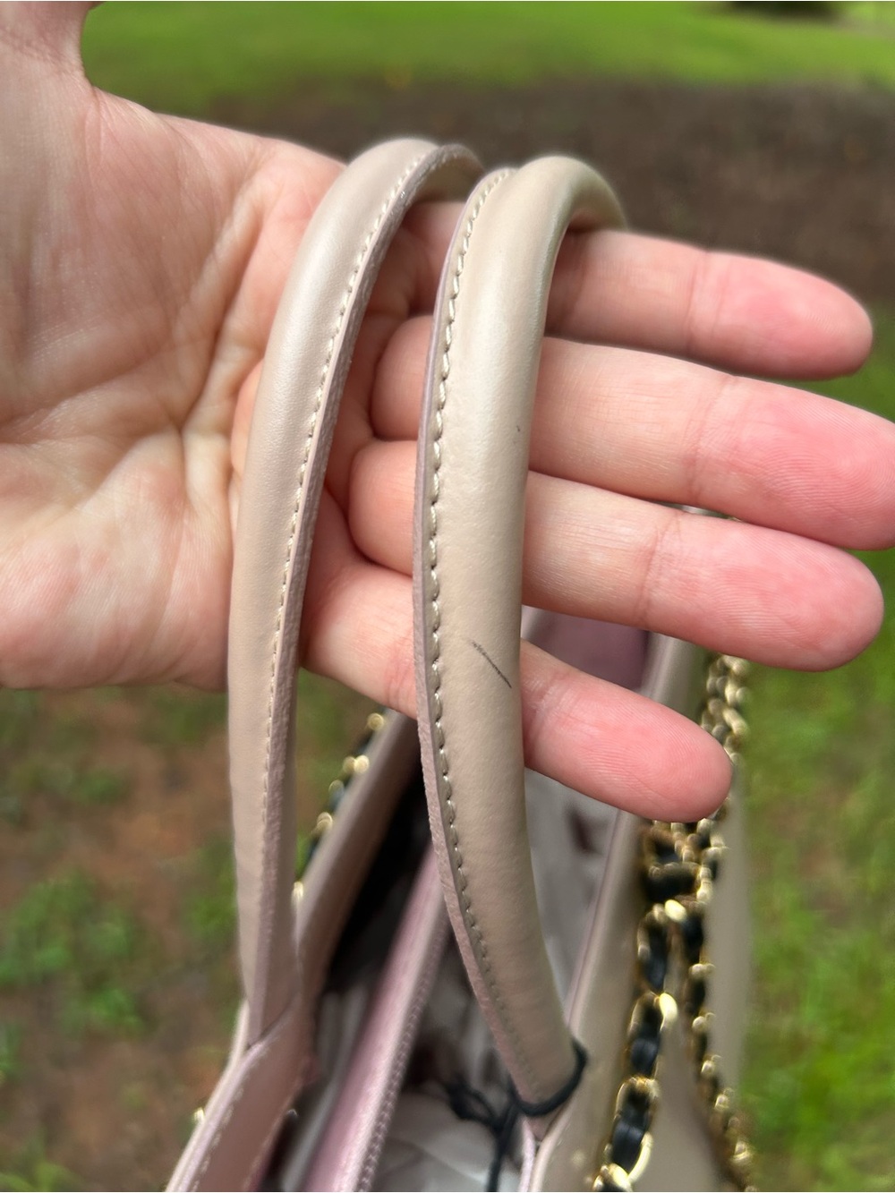 Furla Blush Pink Leather Tote Crossbody Bag Chain Detail Dust Bag - Read Details - Picture 14 of 15